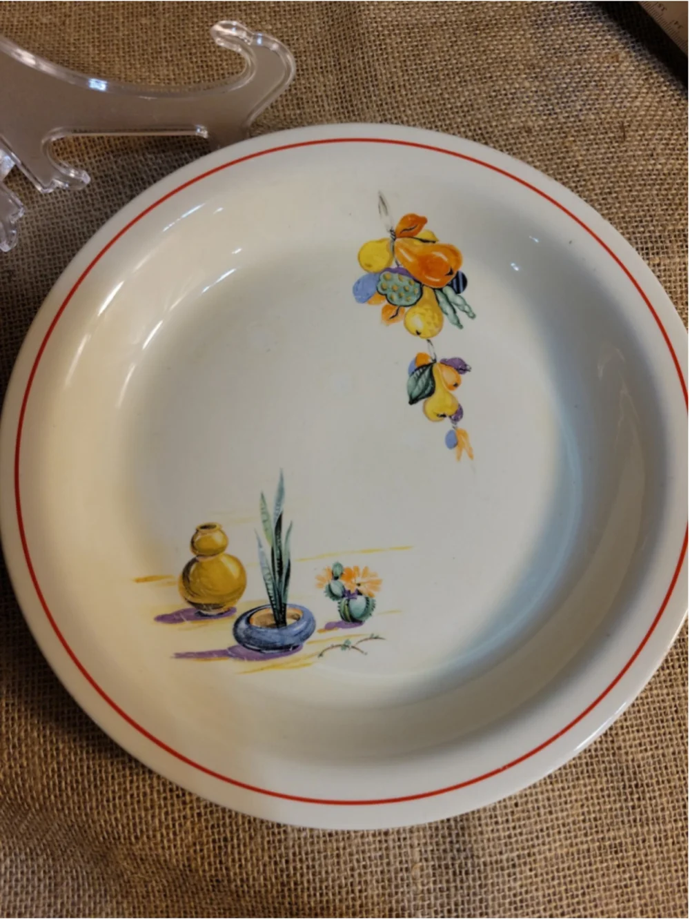 Vintage HLC Kitchen Kraft OvenServe Conchita Pie Plate Red Stripe 9.5